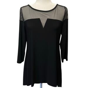 Joseph Ribkoff Tunic Top Black Mesh Split Back Sz M Fairy Grunge Whimsigoth Sexy